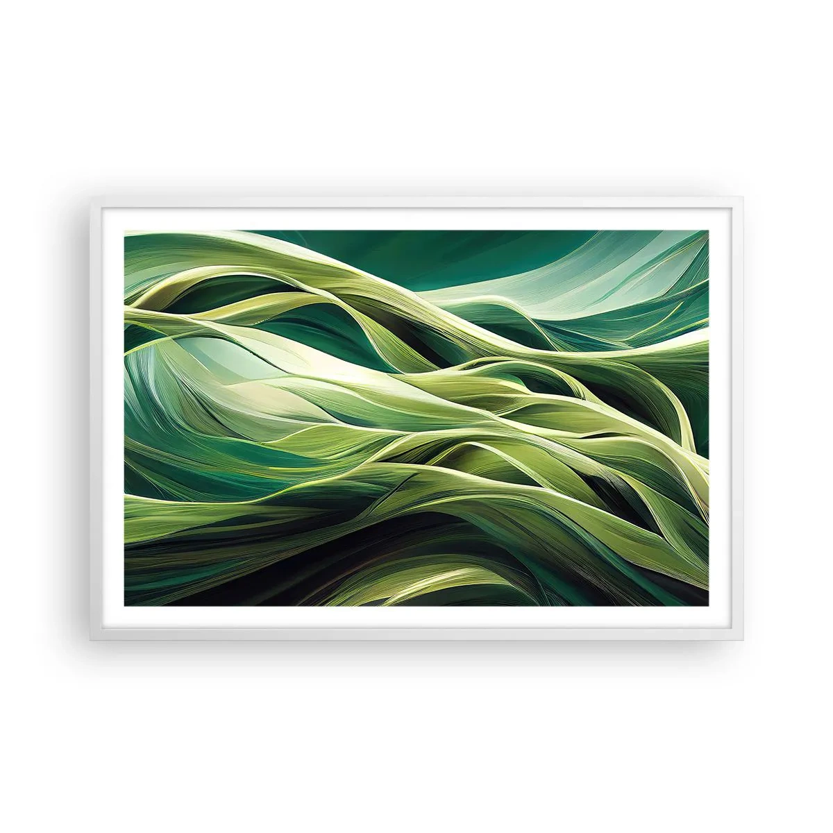 Poster în ramă albă - Un joc abstract de verde - 91x61 cm