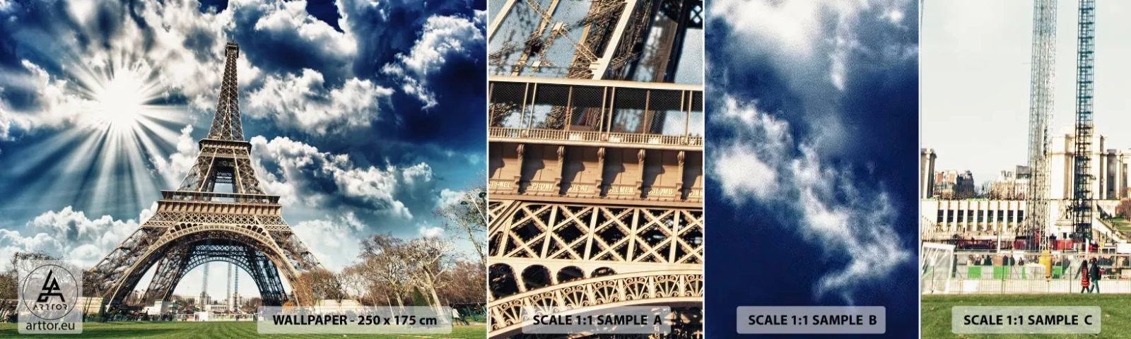 Mostră de Tapet Standard Eco - Singura de acest fel sub soare - turnul Eiffel, Paris, Arhitectură - 100x30 cm