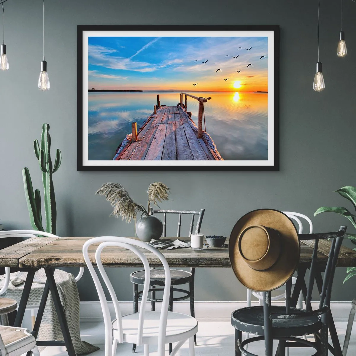 Poster în ramă neagră - Mergând înainte spre soare - 70x50 cm