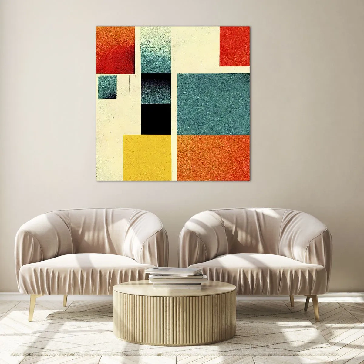 Tablou pe sticlă - Abstracție geometrică - energie bună - 30x30 cm