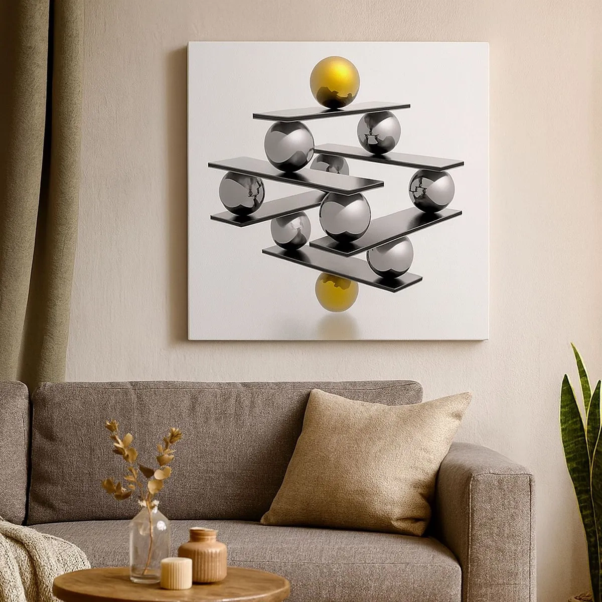 Tablou pe pânză - Balanța aur-argint - 30x30 cm