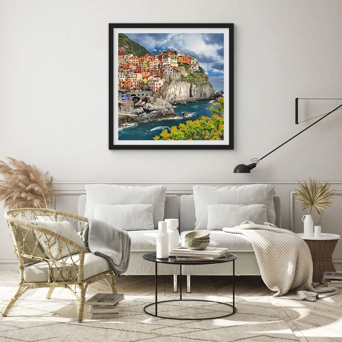 Poster în ramă neagră - Îmbrățișați de stânci - 40x40 cm