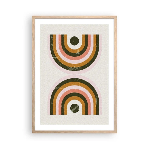 Poster în ramă de stejar deschis - Abstracție dublă - 50x70 cm