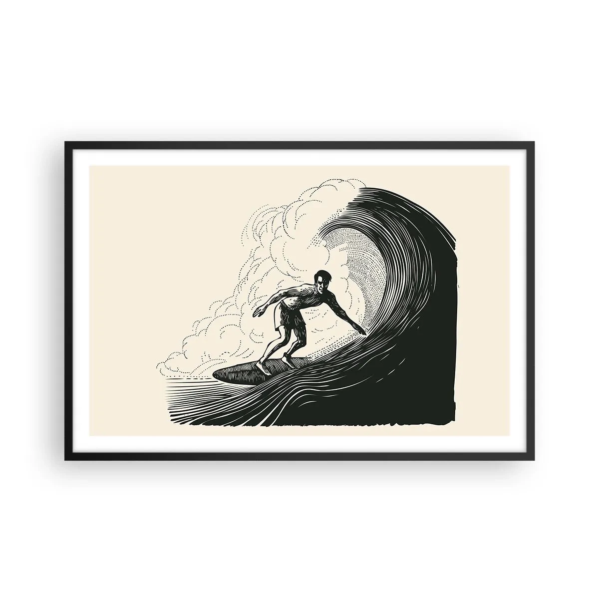 Poster în ramă neagră - Regele valului - 91x61 cm