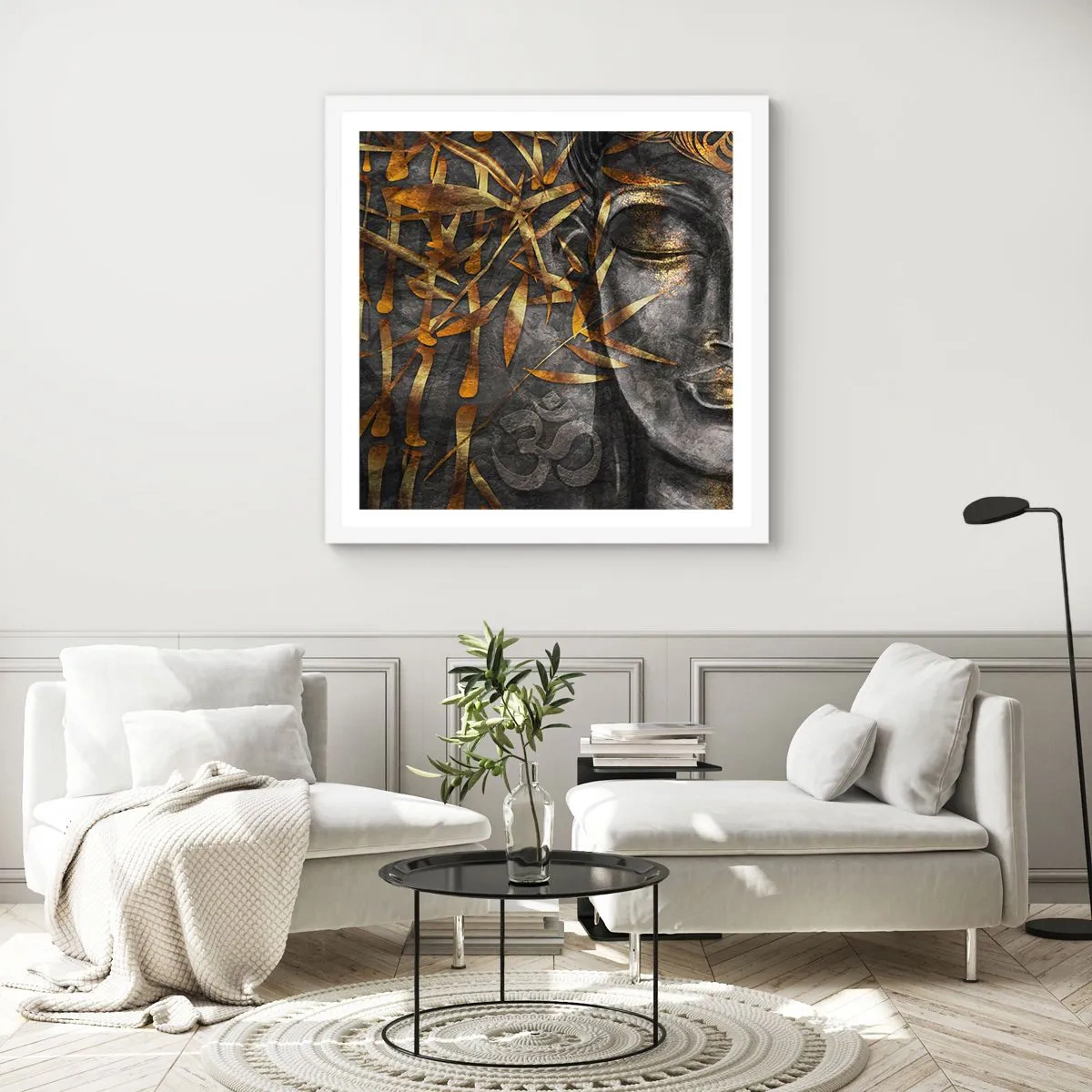 Poster în ramă albă - Simțiți pacea - 30x30 cm