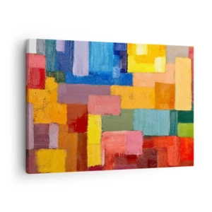 Tablou pe pânză Canvas - Dreptunghiuri abstracte colorate în diferite nuanțe - 70x50cm - Fiecare diferită, toate colorate - Decorațiune modernă pentru perete pentru living și dormitor ARTTOR