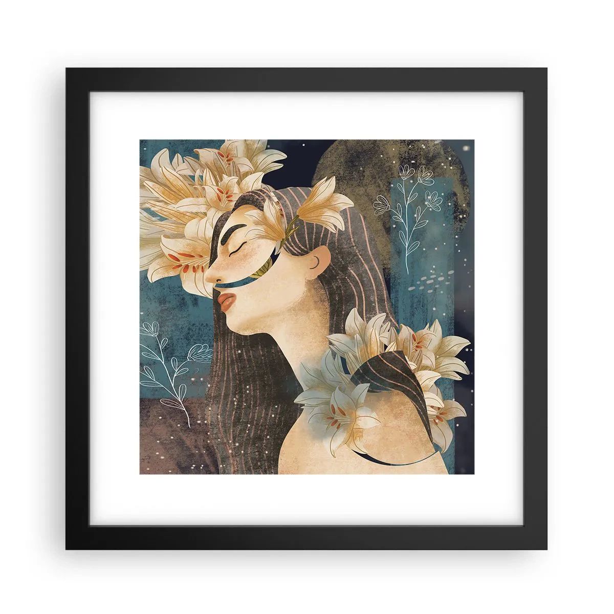 Poster în ramă neagră - Povestea prințesei cu crini - 30x30 cm