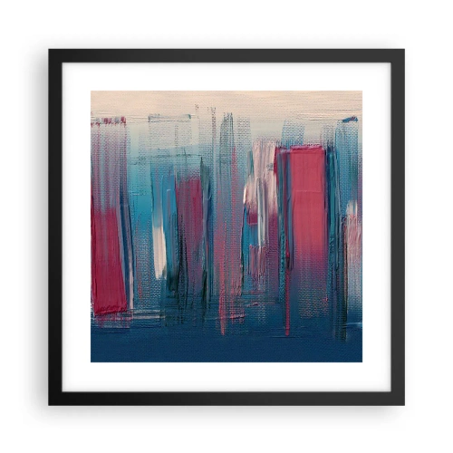 Poster în ramă neagră - Compoziție verticală în albastru și roșu - 40x40 cm