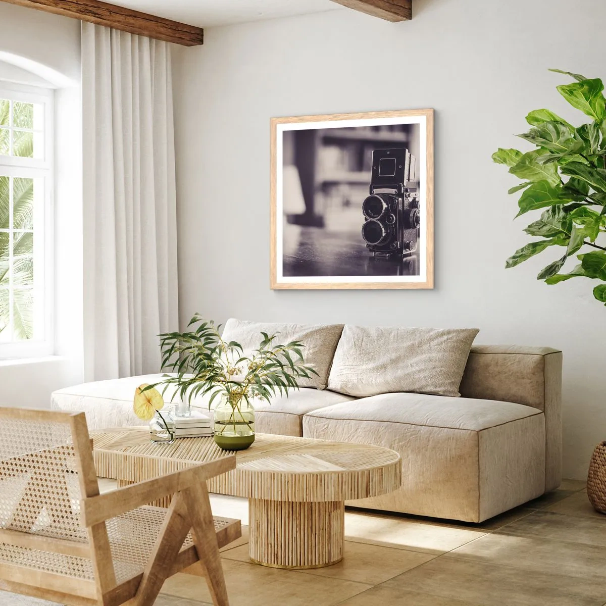 Poster în ramă de stejar deschis - Magia fotografiei vechi - 60x60 cm