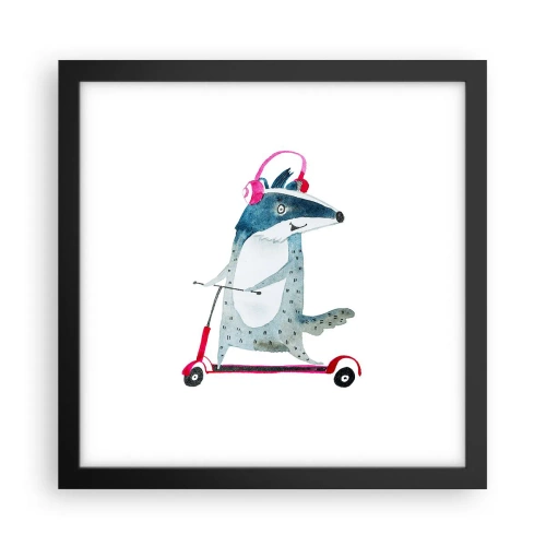 Poster în ramă neagră - Bucurie de bursuc - 30x30 cm