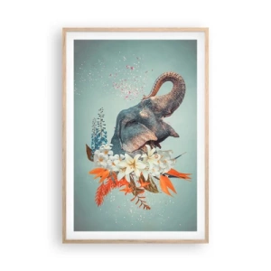 Poster în ramă de stejar deschis - Urlet de bucurie - 61x91 cm