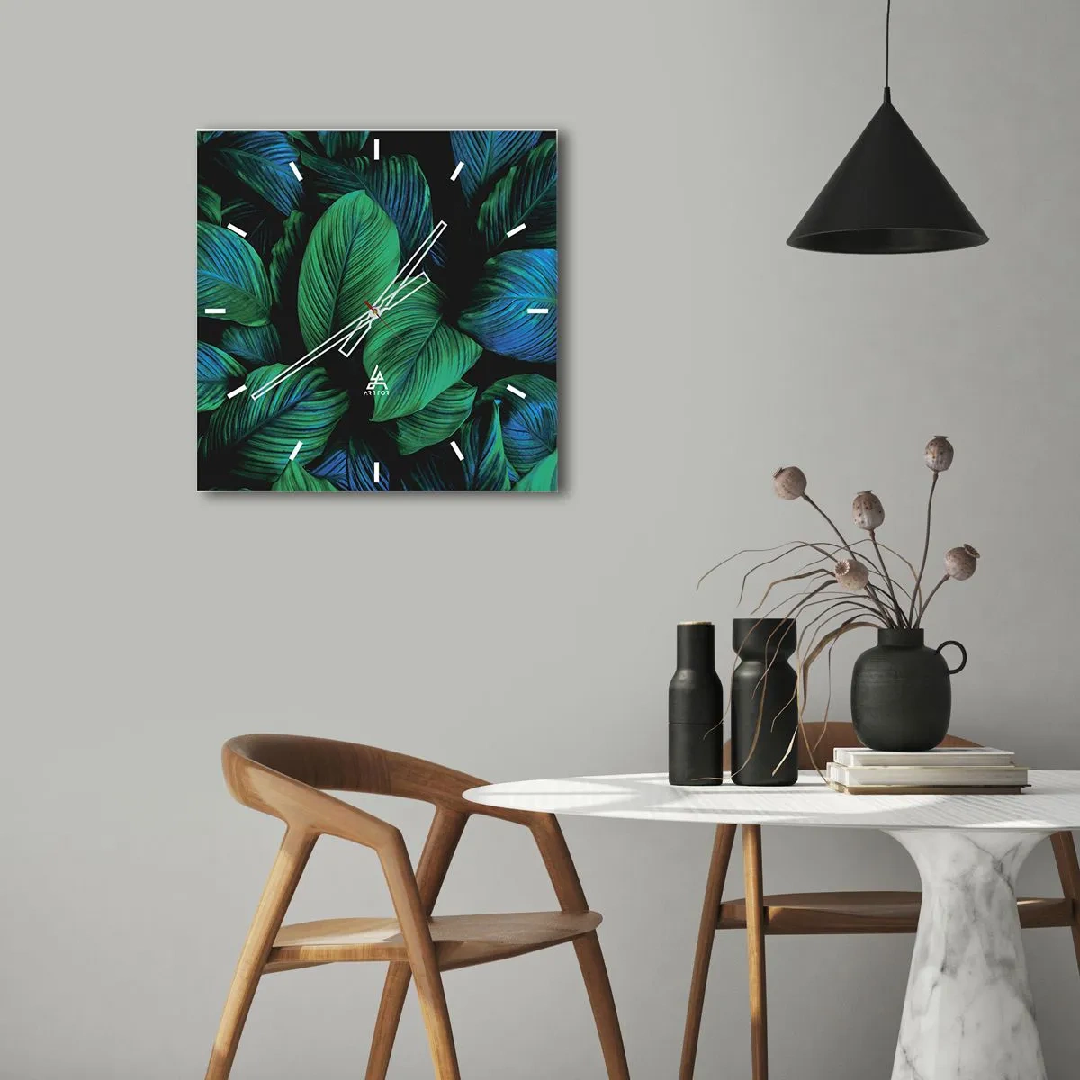 Ceas de perete - Ceas pe sticlă - Traficul verde - 30x30 cm