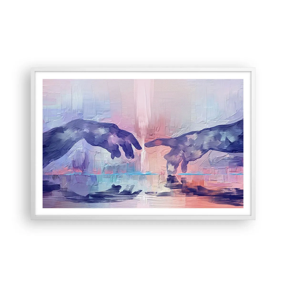 Poster în ramă albă - Scânteia divină a vieții - 91x61 cm