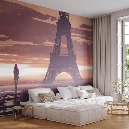 Tapet Premium Sand - Doar ele două - Oraș, turnul Eiffel, Paris - 100x70 cm