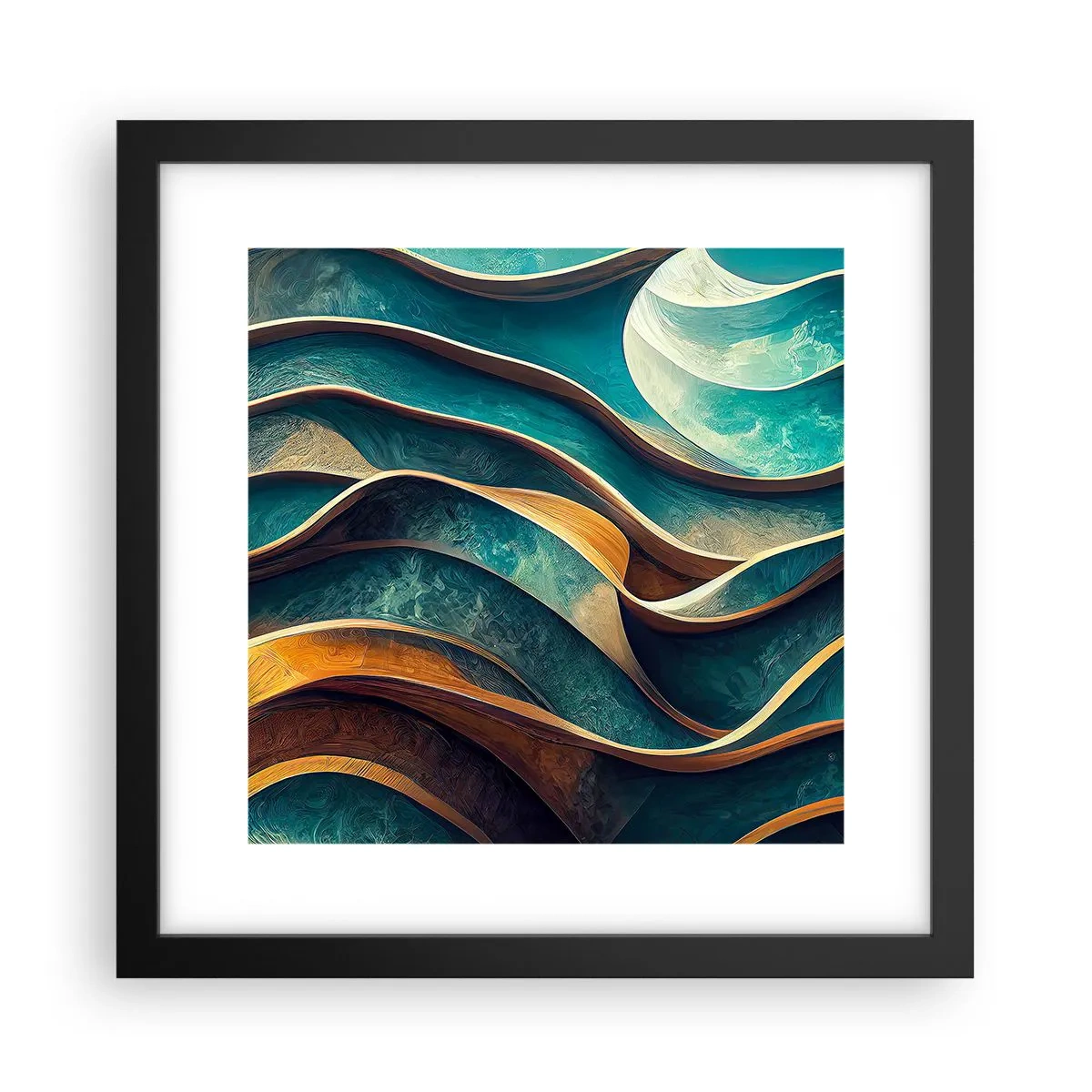 Poster în ramă neagră - Meandre de albastru - 30x30 cm