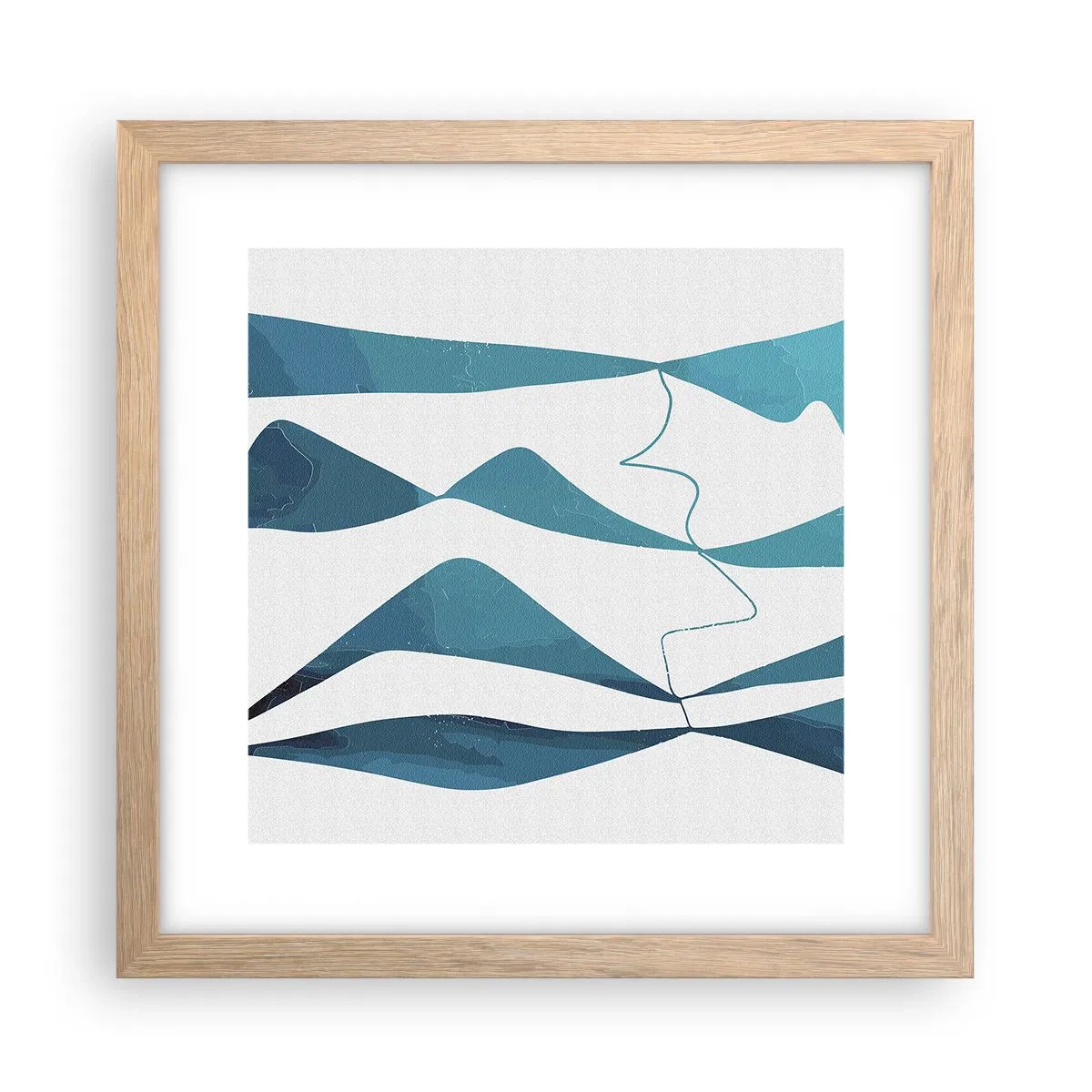 Poster în ramă de stejar deschis - Abstracție: relație turcoaz - 30x30 cm