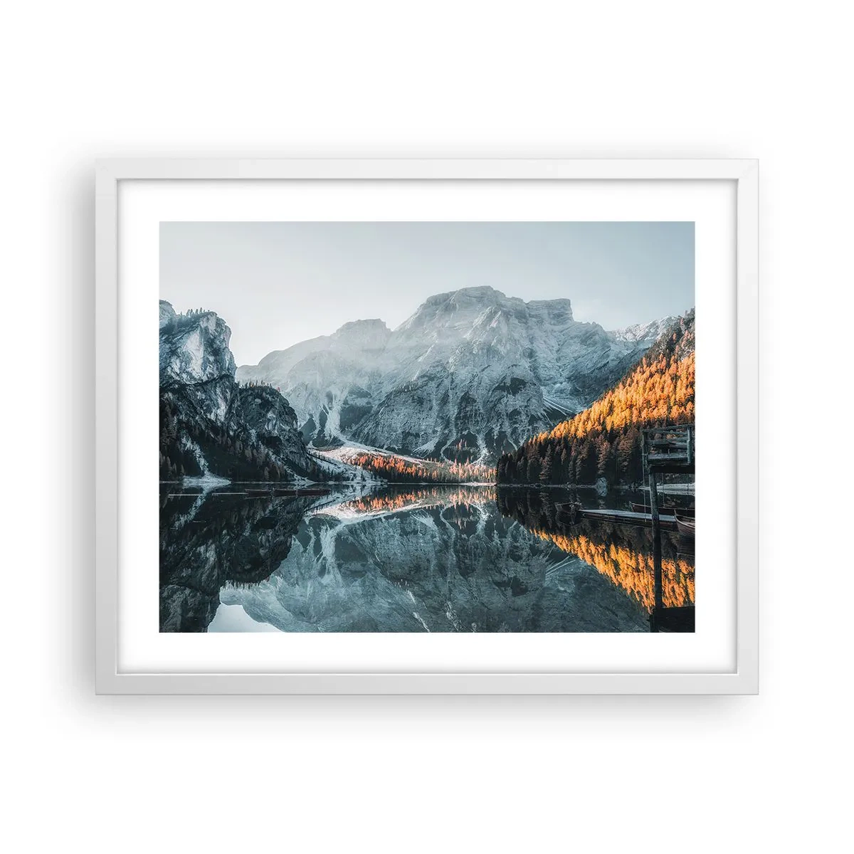 Poster în ramă albă - Peisaj în oglindă - 50x40 cm
