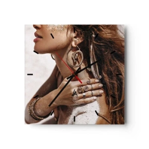 Ceas de perete - Ceas pe sticlă - Regina plajei sălbatice - 30x30 cm