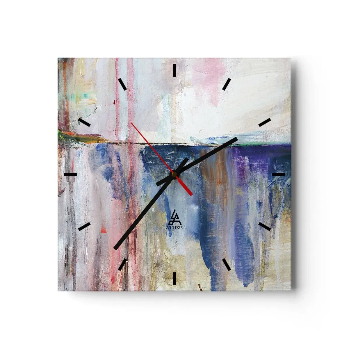 Ceas de perete - Ceas pe sticlă - Impresii și asociații colorate - 30x30 cm