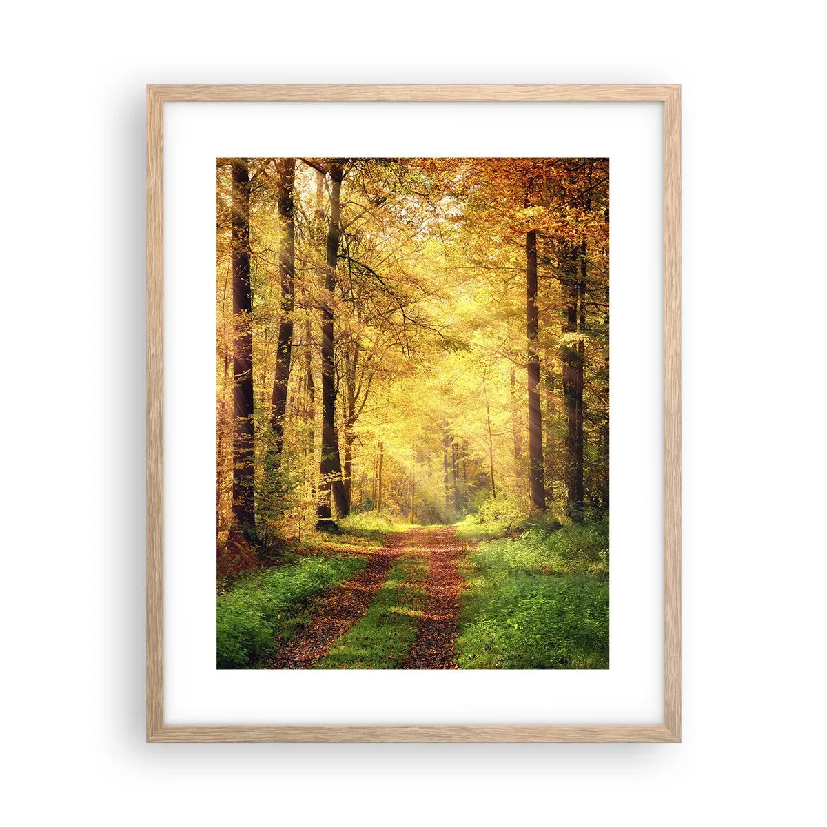 Poster în ramă de stejar deschis - Tăcere de aur de pădure - 40x50 cm