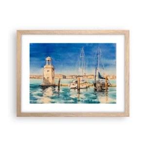 Poster în ramă de stejar deschis - Laguna însorită - 40x30 cm