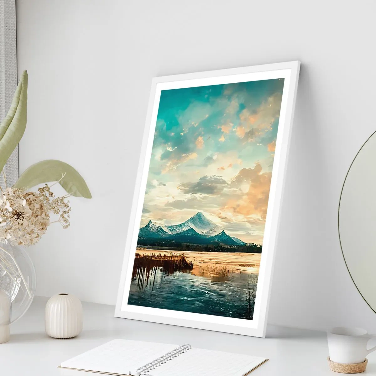 Poster în ramă albă - Sub protecția cerului - 40x50 cm