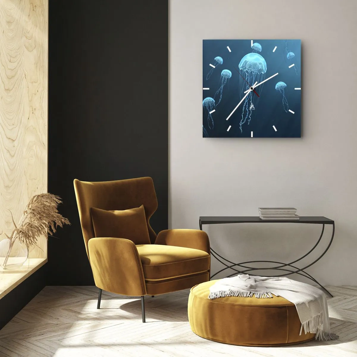 Ceas de perete - Ceas pe sticlă - Dansul oceanic - 30x30 cm