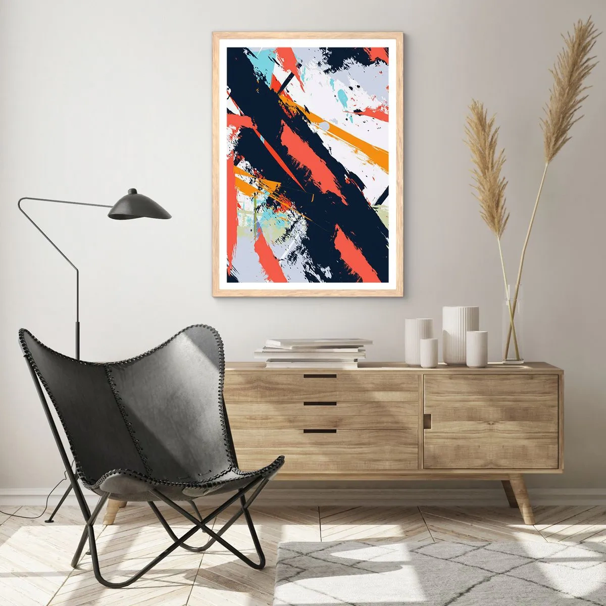 Poster în ramă de stejar deschis - Compoziție dinamică - 40x50 cm