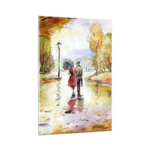 Tablou pe sticlă - Toamnă romantică în parc - 80x120 cm