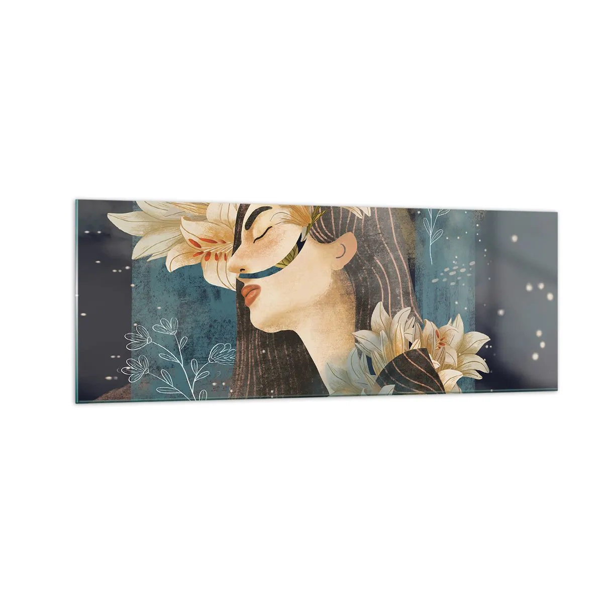 Tablou pe sticlă - Povestea prințesei cu crini - 140x50 cm