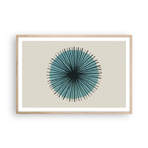 Poster în ramă de stejar deschis - Radiant pe albastru - 91x61 cm