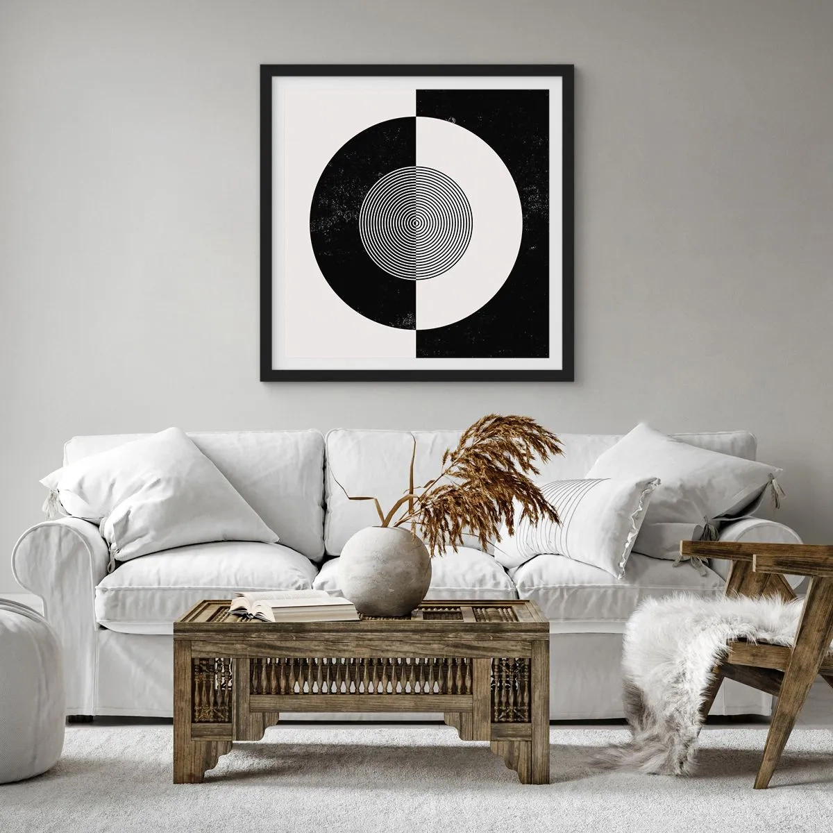 Poster în ramă neagră - Armonie în alb și negru - 40x40 cm
