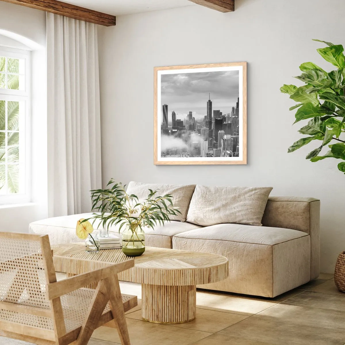 Poster în ramă de stejar deschis - Peisaj american - 60x60 cm