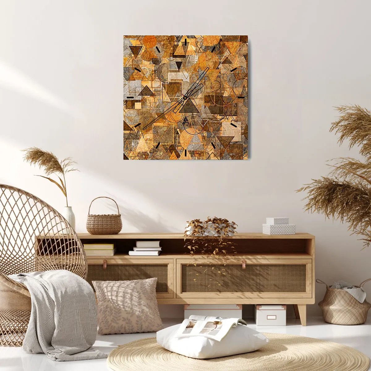 Ceas de perete - Ceas pe sticlă - Lumea băgată în formă - 30x30 cm