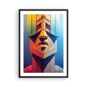 Poster în ramă neagră - O față monumentală în stil geometric - 50x70cm - Un om de principiu - Decorațiune modernă pentru perete pentru living și dormitor ARTTOR