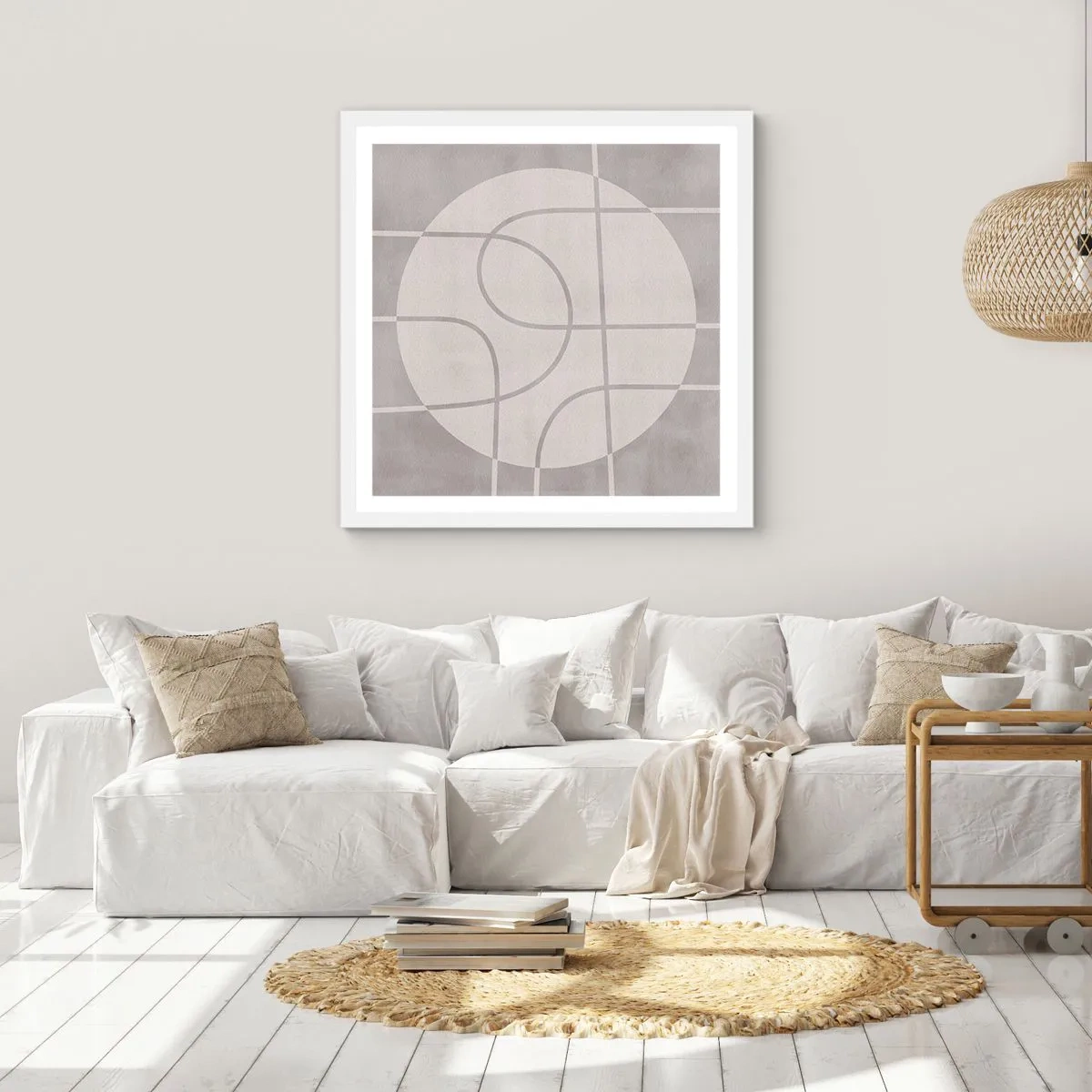 Poster în ramă albă - Circular și drept înainte - 60x60 cm