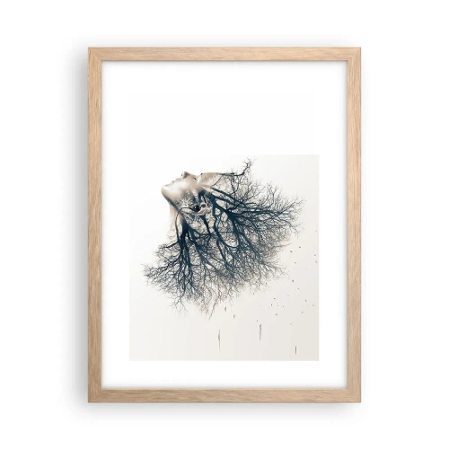 Poster în ramă de stejar deschis - Ascultând șoapta copacului - 30x40 cm
