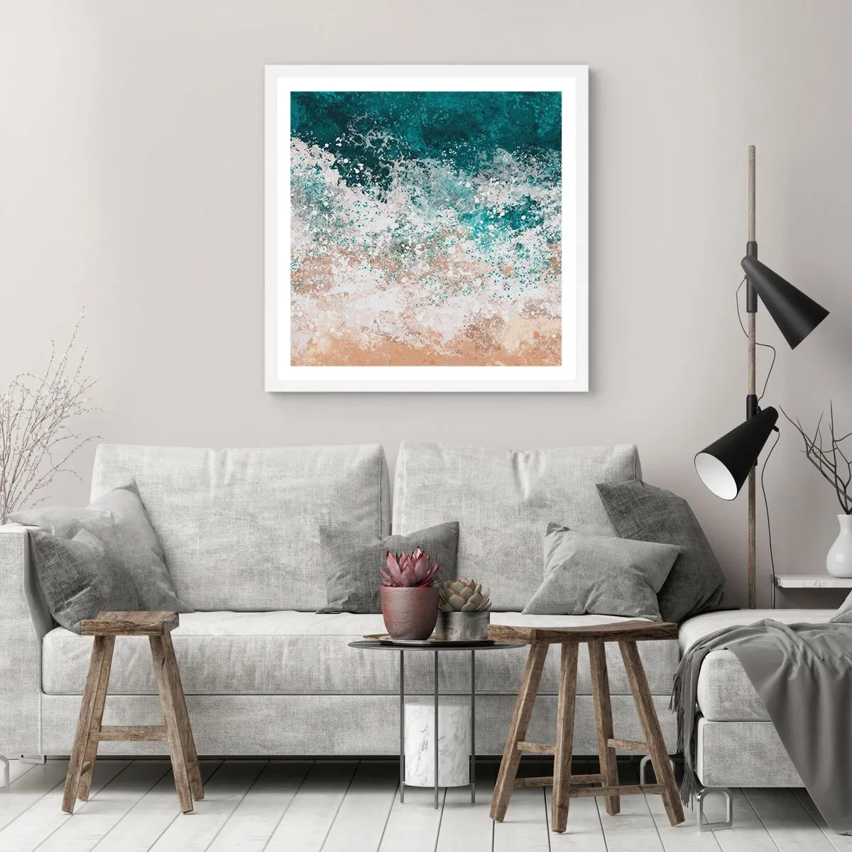 Poster în ramă albă - Povești despre mare - 40x40 cm