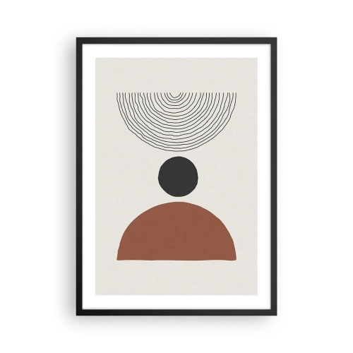 Poster în ramă neagră - Motiv geometric cu semicerc și linii pe fundal deschis - 50x70cm - În centrul atenției - Decorațiune modernă pentru perete pentru living și dormitor ARTTOR
