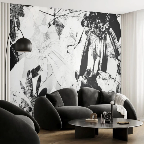 Tapet Premium Canvas - Toamna în negativ - Abstracția, Flori, Grafică - 500x350 cm