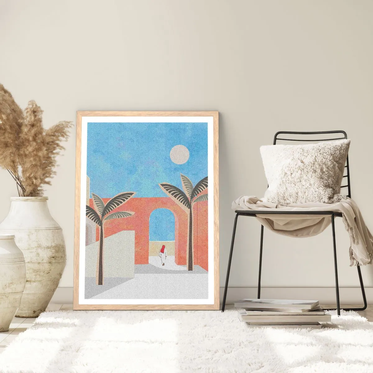 Poster în ramă de stejar deschis - O zi arabă - 70x100 cm