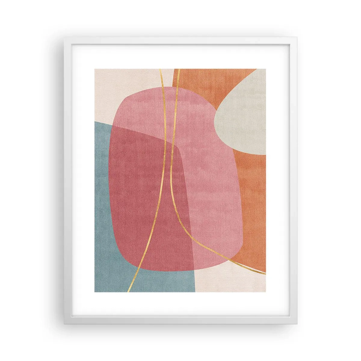 Poster în ramă albă - Compoziție pastel cu fir de aur - 40x50 cm