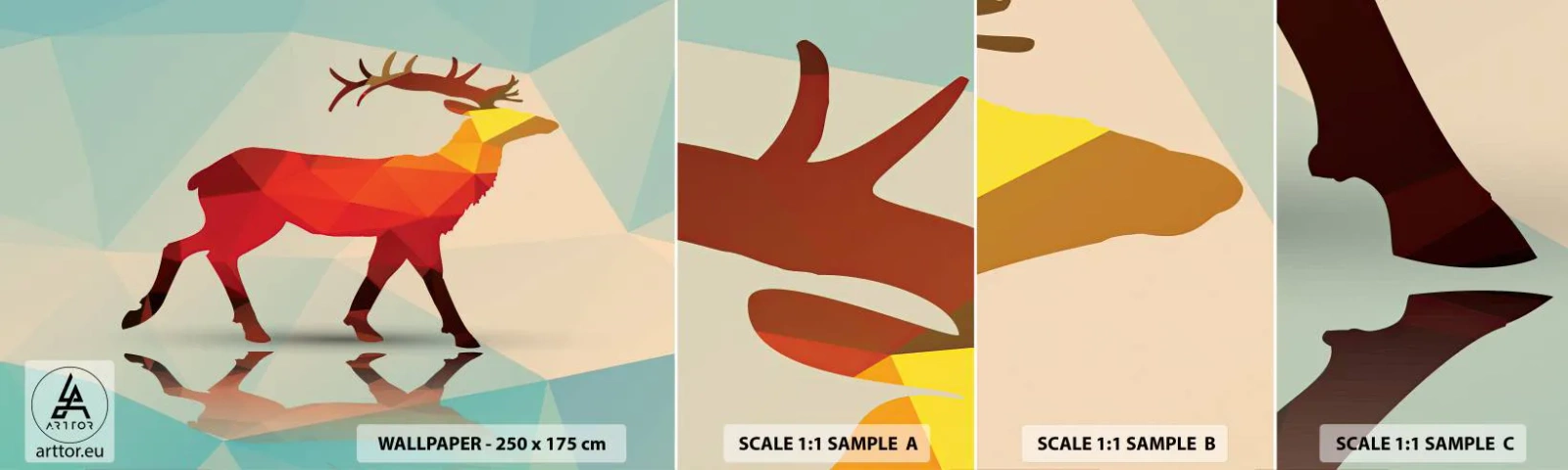 Mostră de Tapet Standard Eco - Cerb geometric - Animale, Cerb, Figura geometrică - 100x30 cm