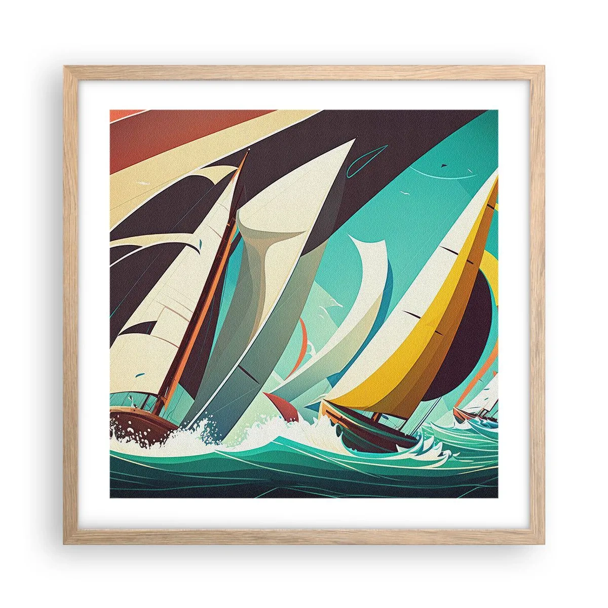 Poster în ramă de stejar deschis - Voinici și învingători - 50x50 cm