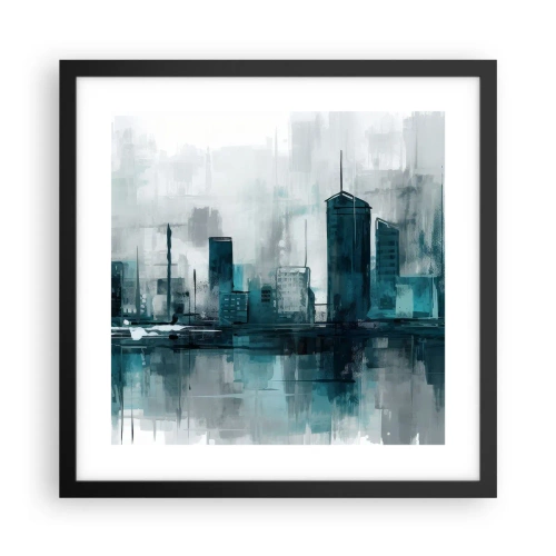 Poster în ramă neagră - Un oraș de culoarea ploii - 40x40 cm