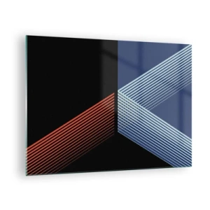 Tablou pe sticlă - O compoziție geometrică modernă cu linii și contrast de culori. - 70x50cm - O poveste simplă - Decorațiune modernă pentru perete pentru living și dormitor ARTTOR
