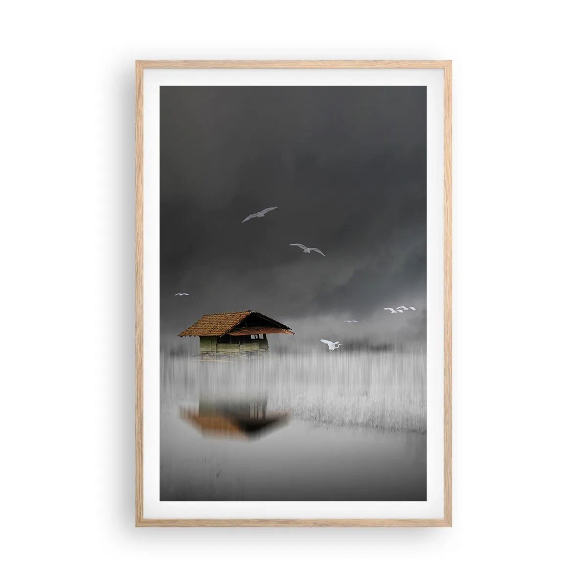 Poster în ramă de stejar deschis - Adăpost de ploaie - 61x91 cm