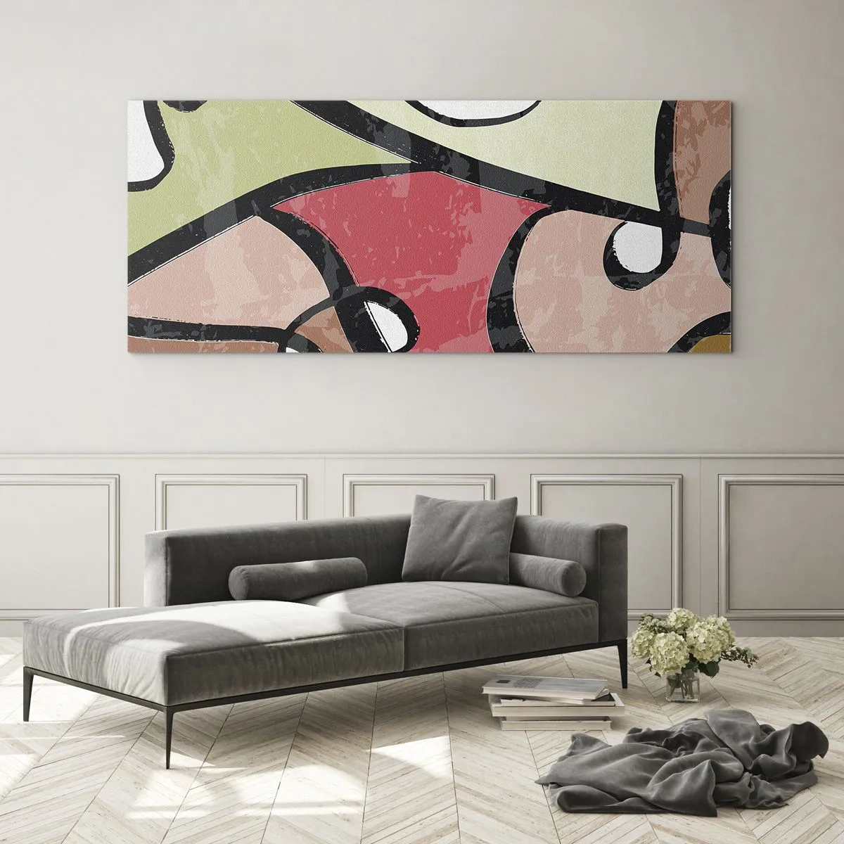 Tablou pe sticlă - Piruetă printre culori - 100x40 cm