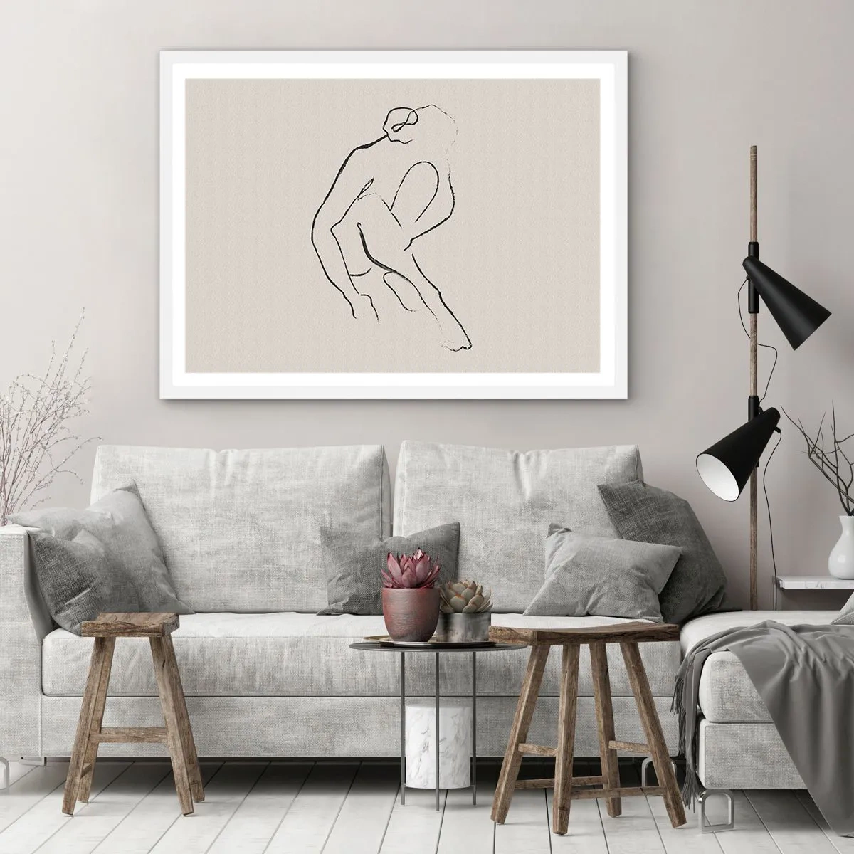 Poster în ramă albă - Schiță intimă - 91x61 cm