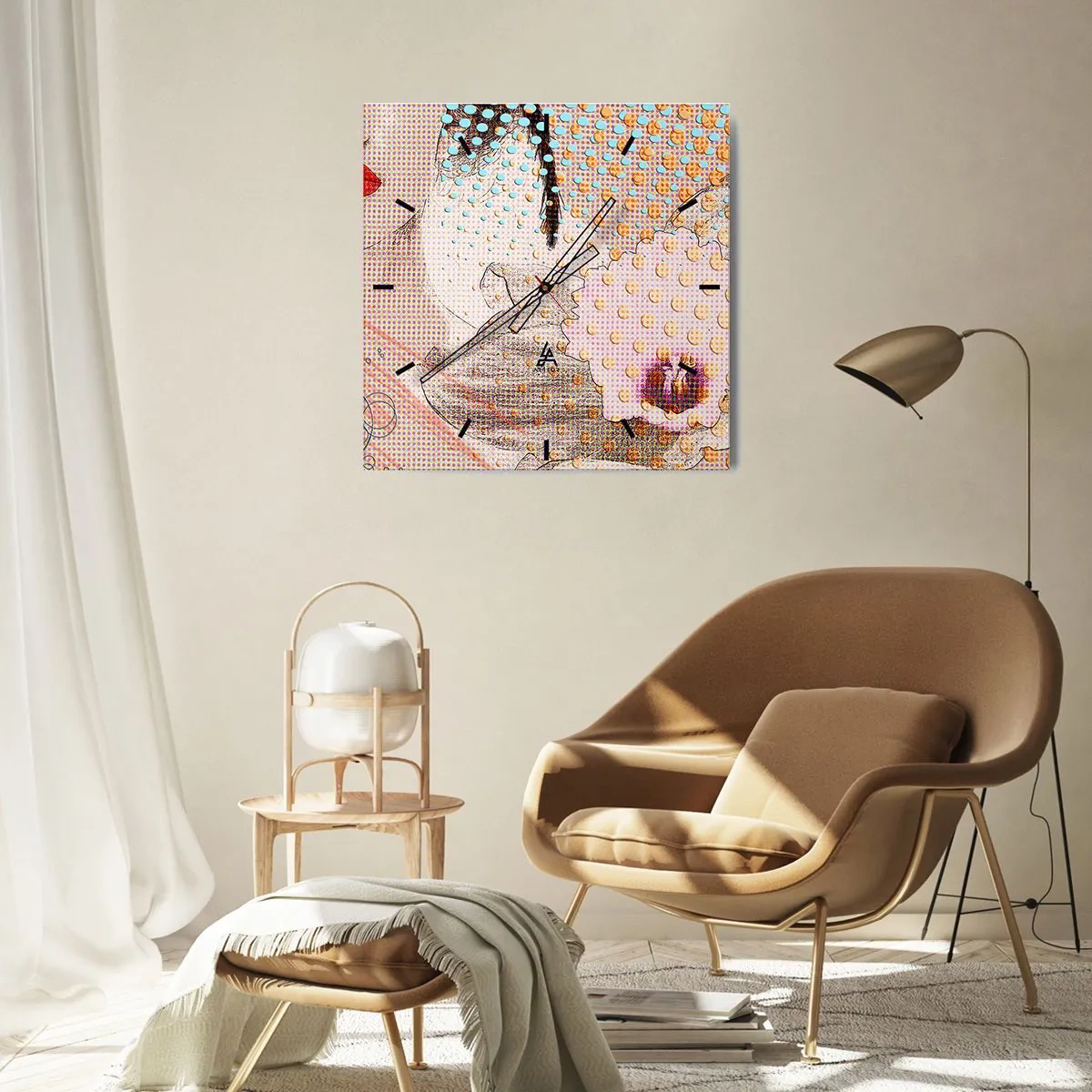 Ceas de perete - Ceas pe sticlă - Eroină de benzi desenate - 40x40 cm